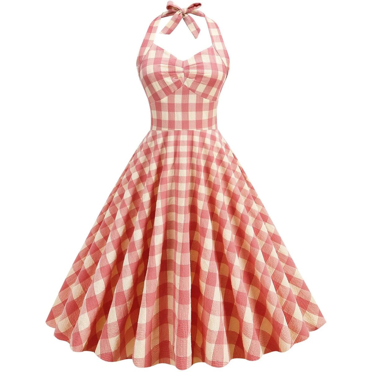 High Waisted Plaid Cocktail Backless  Vintage Strapless Retro Dress Mssaz Desses