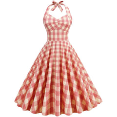 High Waisted Plaid Cocktail Backless  Vintage Strapless Retro Dress Mssaz Desses