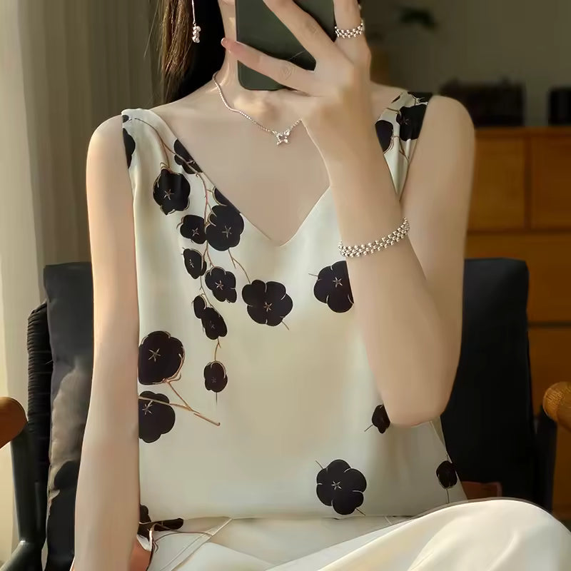 Camisole Vest Outerwear With Design Sense Of Suit And Mulberry Silk Top Mssza