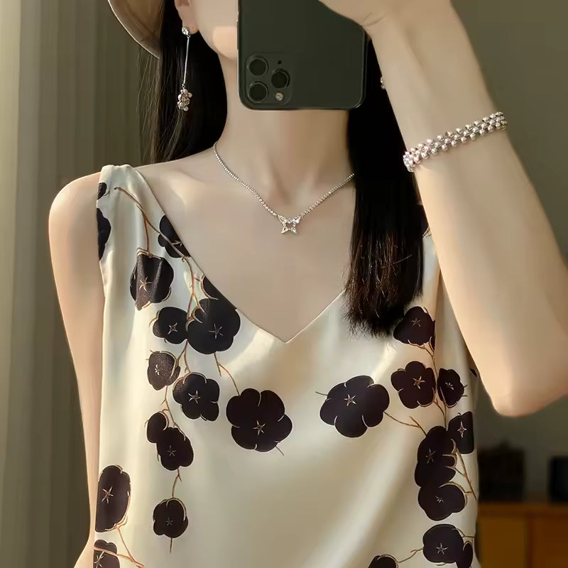 Camisole Vest Outerwear With Design Sense Of Suit And Mulberry Silk Top Mssza