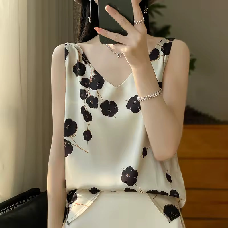 Camisole Vest Outerwear With Design Sense Of Suit And Mulberry Silk Top Mssza
