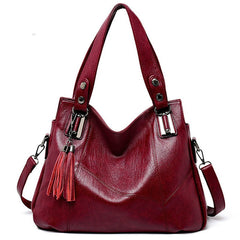 High-quality PU leather tassel High capacity Handbags Mssza