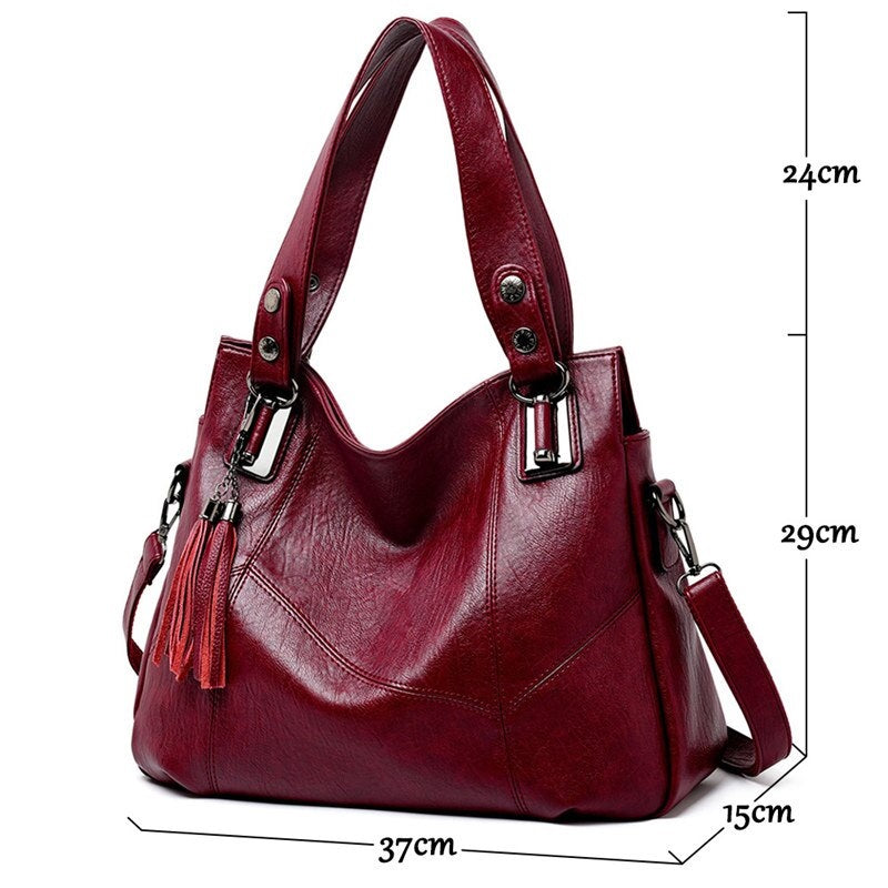 High-quality PU leather tassel High capacity Handbags Mssza
