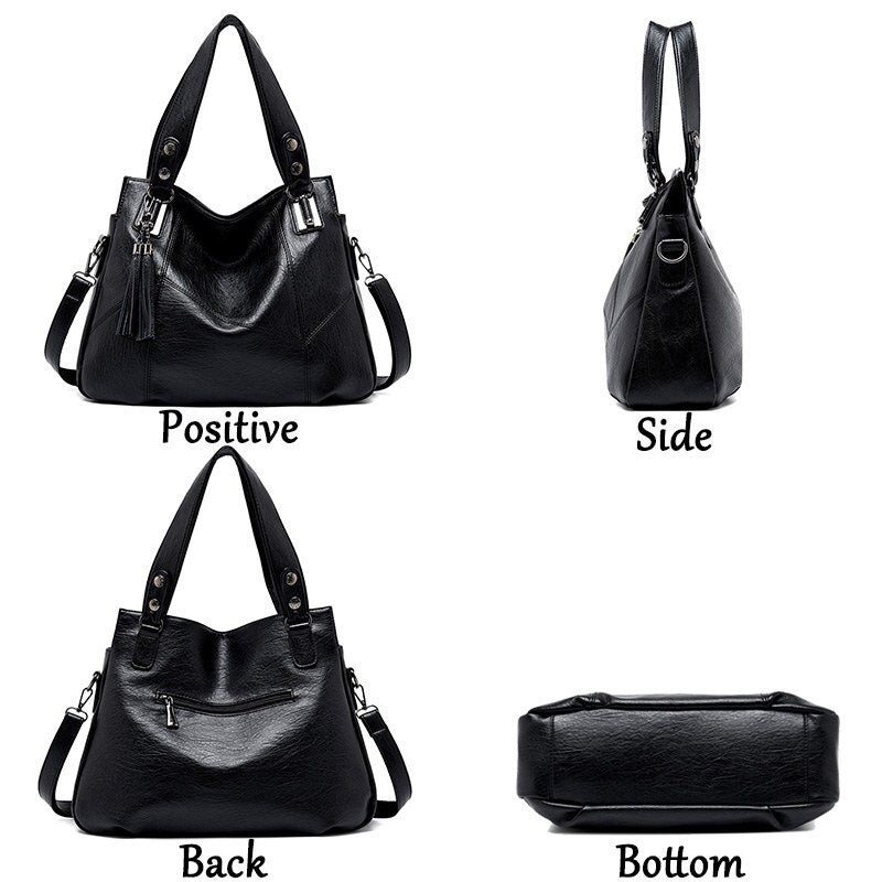 High-quality PU leather tassel High capacity Handbags Mssza
