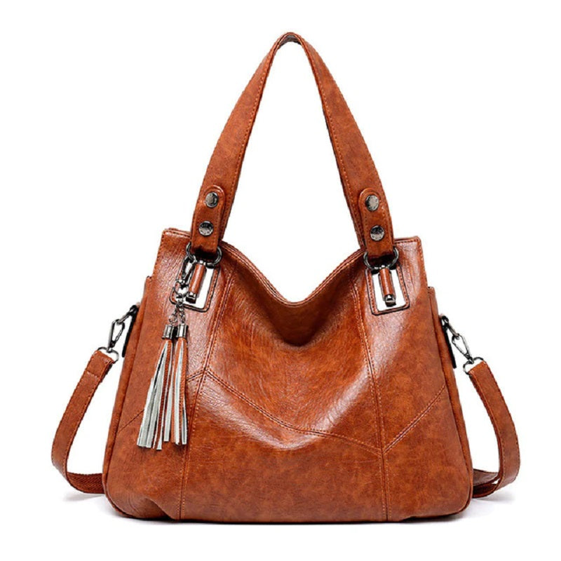 High-quality PU leather tassel High capacity Handbags Mssza