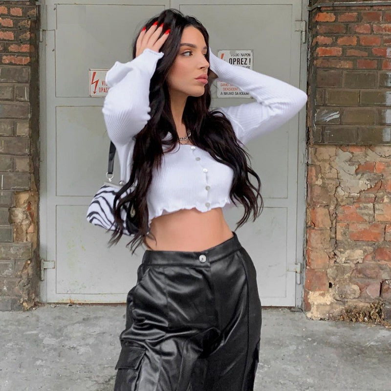 High quality office lady slim Basic Ribbed crop top Mssza