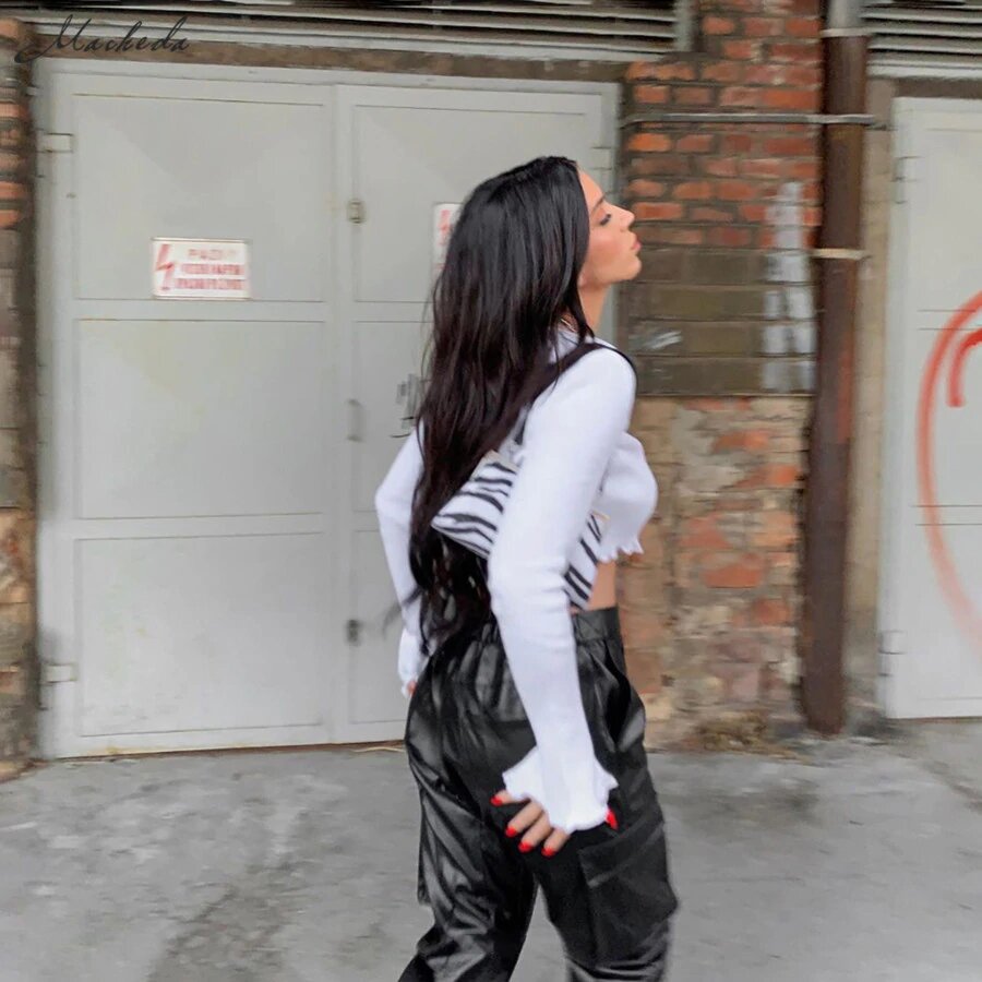 High quality office lady slim Basic Ribbed crop top Mssza