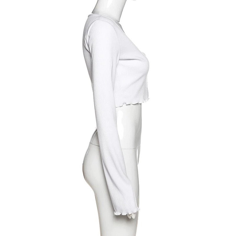High quality office lady slim Basic Ribbed crop top Mssza