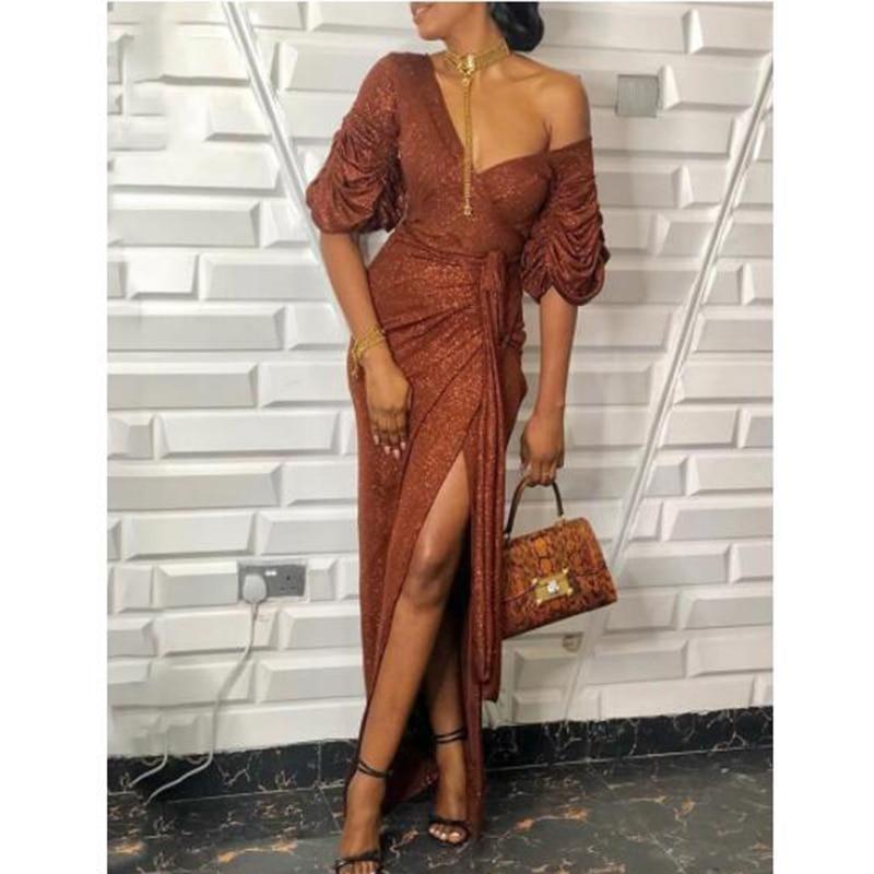 High slit long wrap dress Mssaz Desses