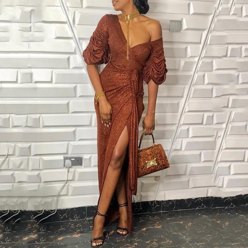 High slit long wrap dress Mssaz Desses