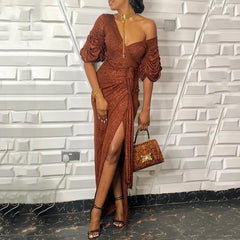 High slit long wrap dress Mssaz Desses