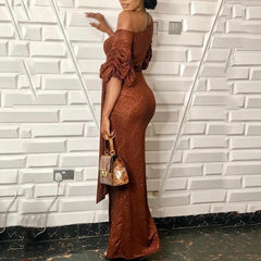 High slit long wrap dress Mssaz Desses