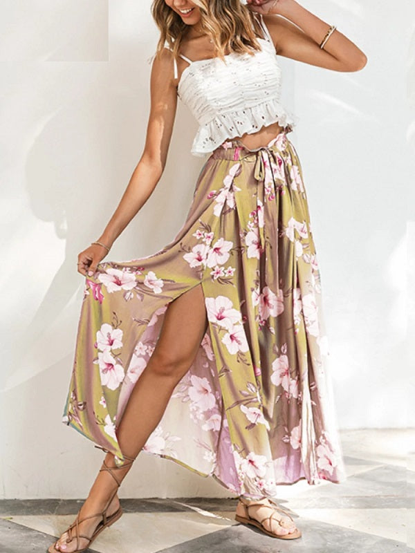 High-waist Casual Style Ruffled Pants Mssza