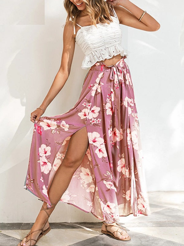 High-waist Casual Style Ruffled Pants Mssza