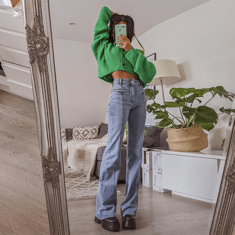 High waist star pattern all-match pants Mssza