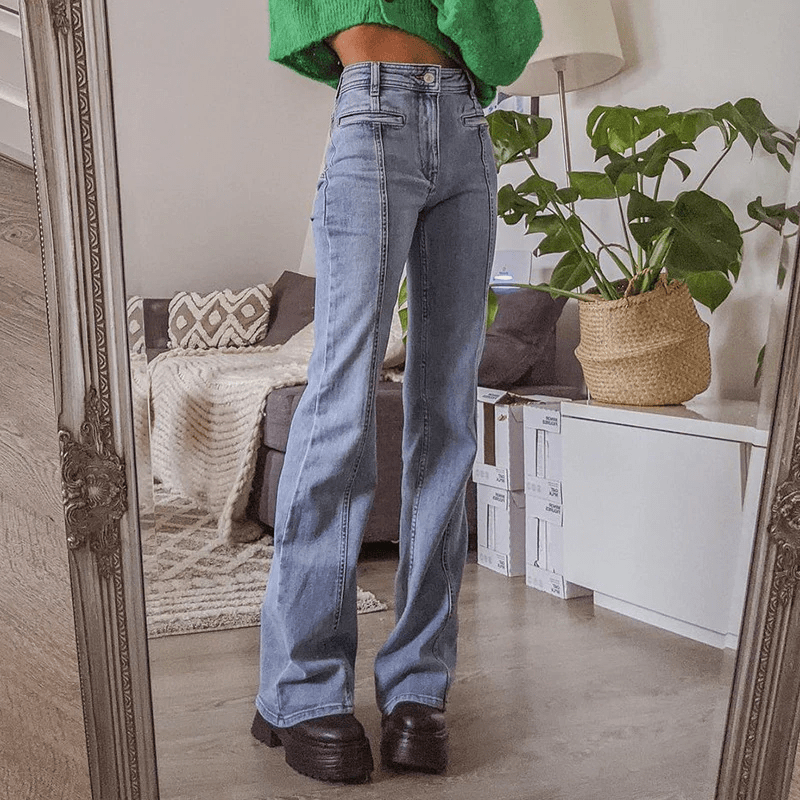 High waist star pattern all-match pants Mssza