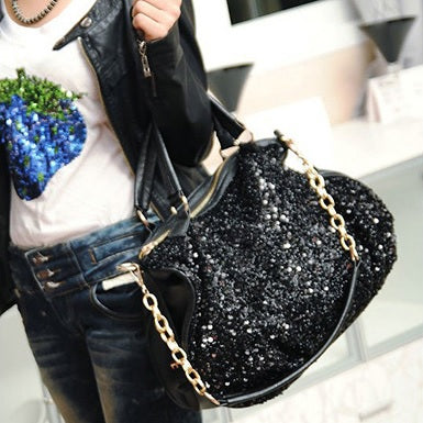 Hobo Bag â€?Chain and Sequins Accent Mssza