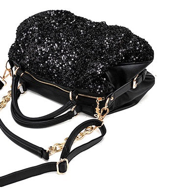 Hobo Bag â€?Chain and Sequins Accent Mssza