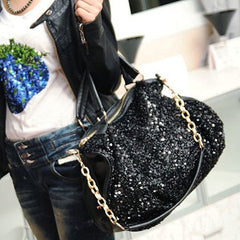 Hobo Bag â€?Chain and Sequins Accent Mssza