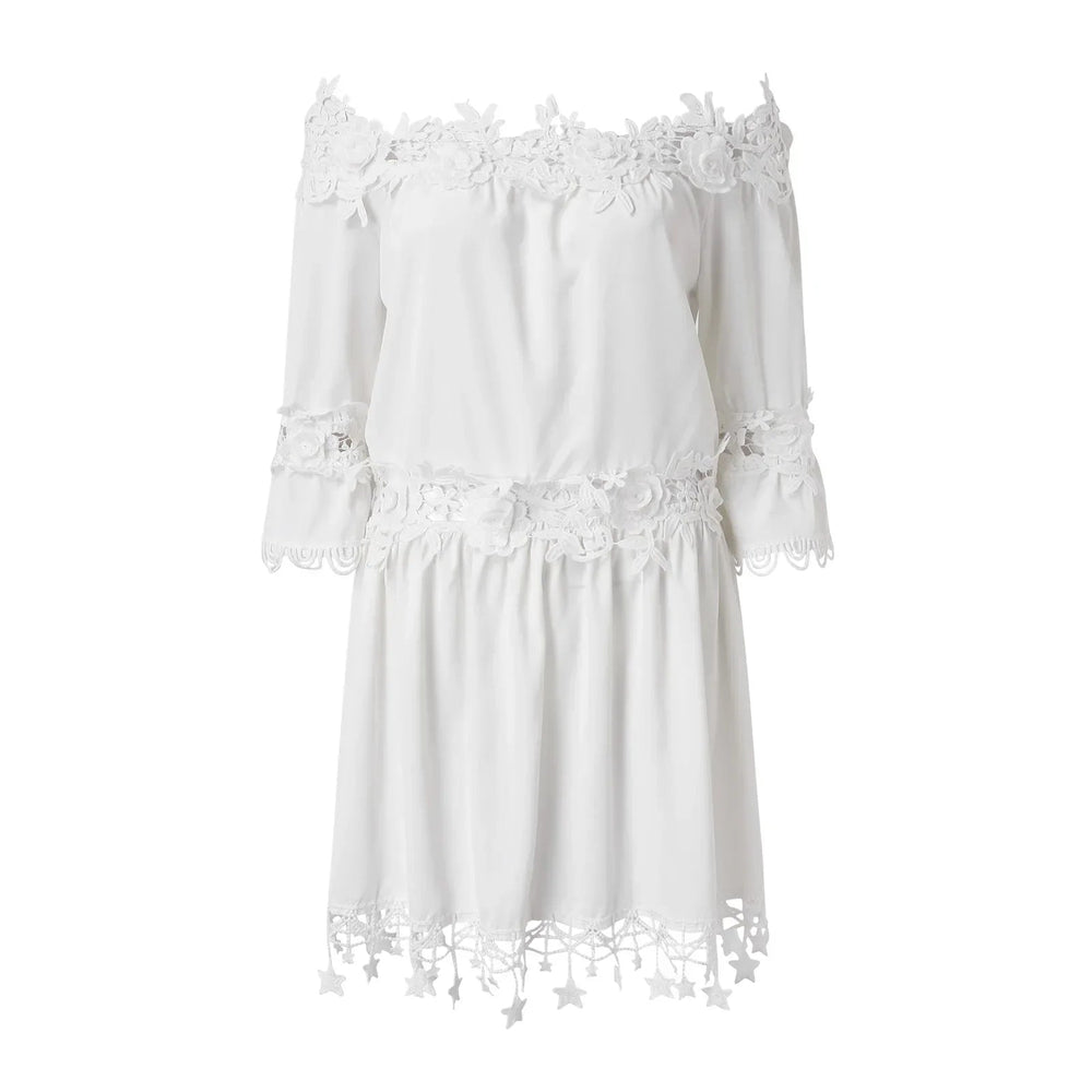Holiday  Sundress Off Shoulder V Neck Short Sleeve Beach Boho Dress Mssaz Desses