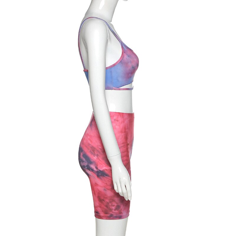 Hollow Out Crop Sleeveless Fitness Shorts Set Mssza