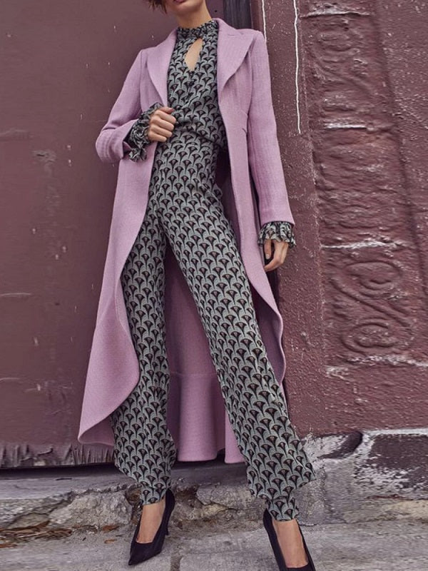 Hollow Out Lace Up Long Sleeve Jumpsuit Mssza