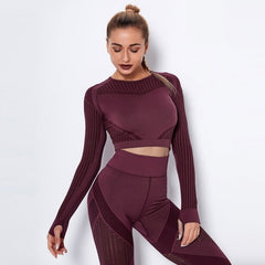 Hollow Out Seamless Yoga Set Sport Outfits Two 2 Piece Mssza