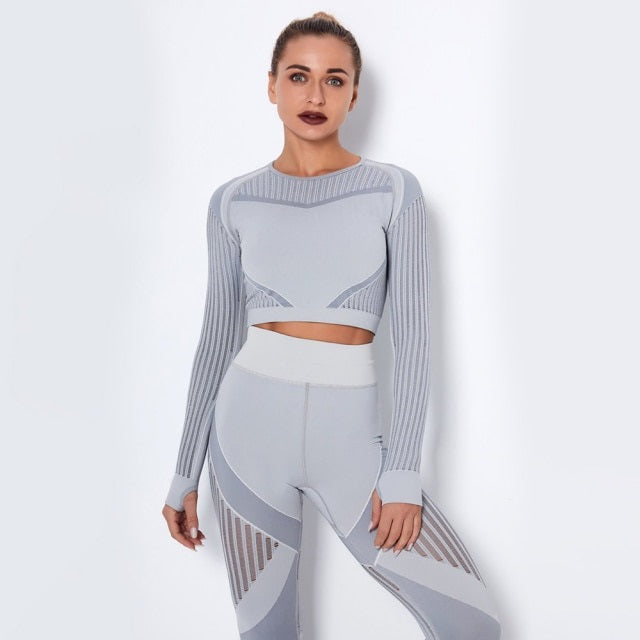 Hollow Out Seamless Yoga Set Sport Outfits Two 2 Piece Mssza