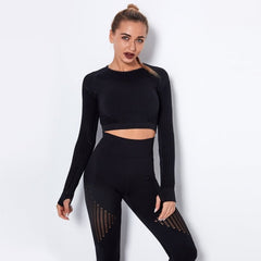 Hollow Out Seamless Yoga Set Sport Outfits Two 2 Piece Mssza