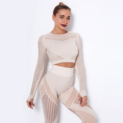 Hollow Out Seamless Yoga Set Sport Outfits Two 2 Piece Mssza