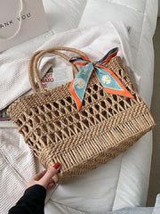 Hollow Out Straw Large Tote bag Mssza