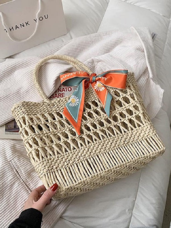 Hollow Out Straw Large Tote bag Mssza