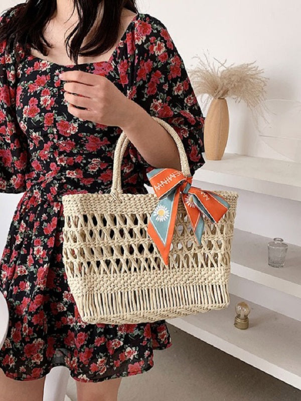Hollow Out Straw Large Tote bag Mssza