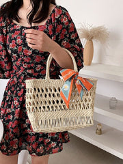 Hollow Out Straw Large Tote bag Mssza