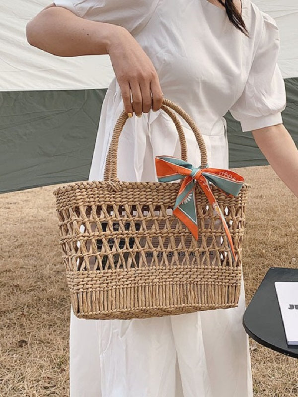 Hollow Out Straw Large Tote bag Mssza