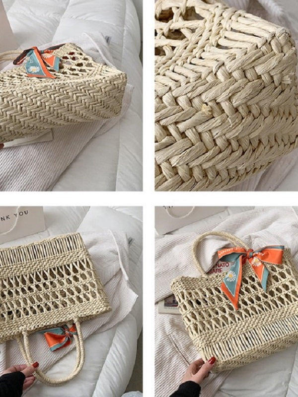 Hollow Out Straw Large Tote bag Mssza