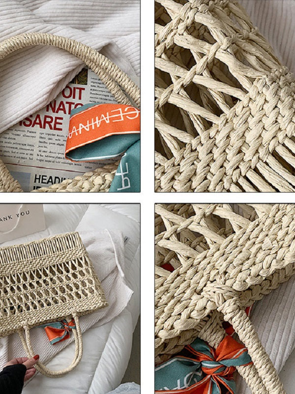 Hollow Out Straw Large Tote bag Mssza