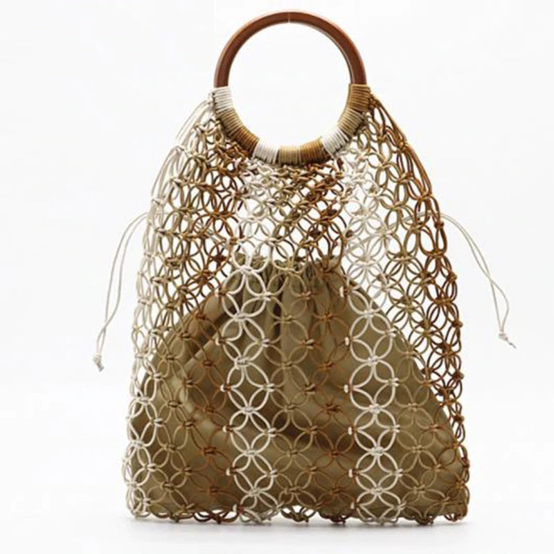 Hollow Rope Net Straw Handmade Beach Bag Mssza