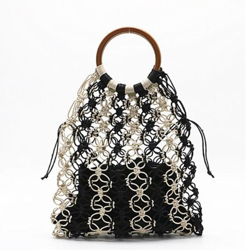 Hollow Rope Net Straw Handmade Beach Bag Mssza