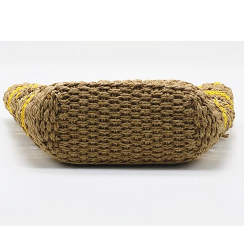 Hollow Straw Beach Travel Ladies Hand Bag Mssza
