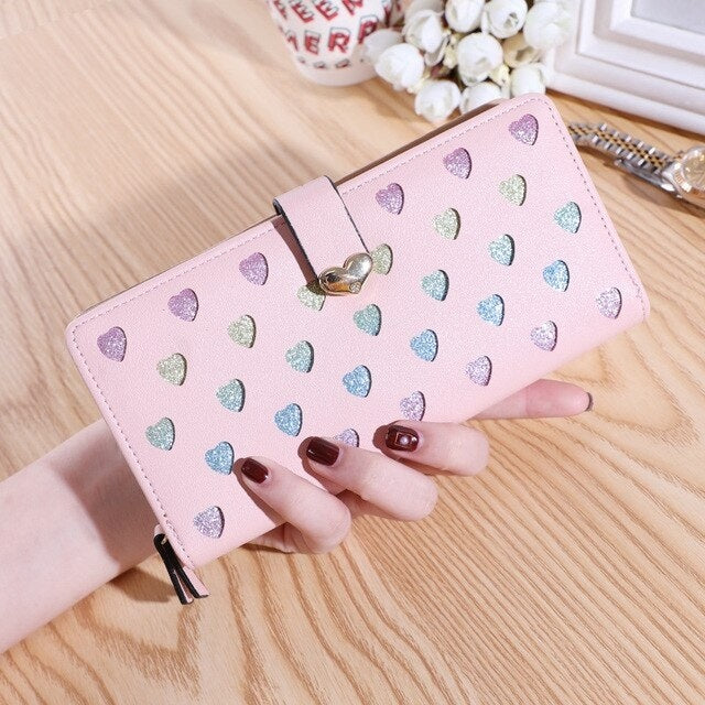 Hollow Two-Fold Clutch PU Large Capacity Wallet Mssza