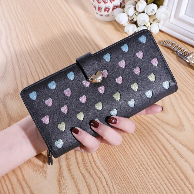 Hollow Two-Fold Clutch PU Large Capacity Wallet Mssza
