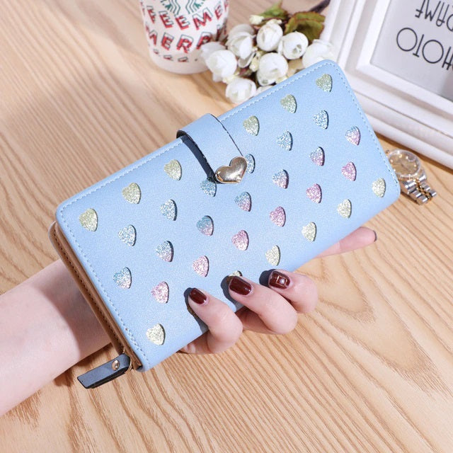 Hollow Two-Fold Clutch PU Large Capacity Wallet Mssza