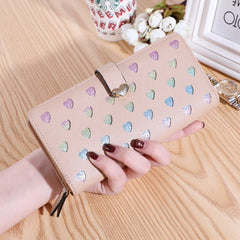Hollow Two-Fold Clutch PU Large Capacity Wallet Mssza