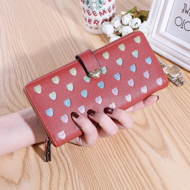 Hollow Two-Fold Clutch PU Large Capacity Wallet Mssza