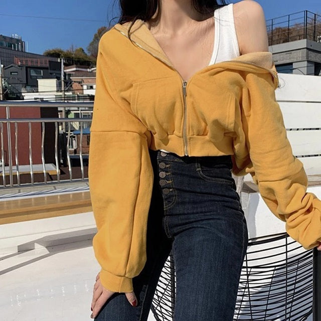 Hoodies Sweatshirt Tracksuit Long Sleeve Crop Top Fashion Mssza