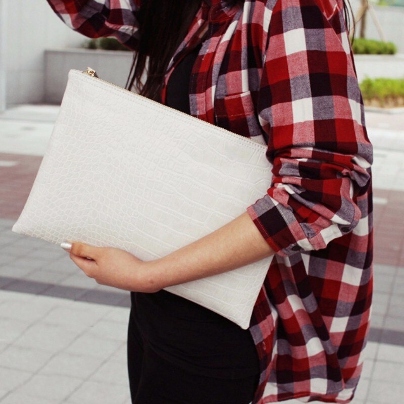 Women Clutch Handbag PU Leather Clutch Bag Rivets Brand Design 32x24xcm Mssza