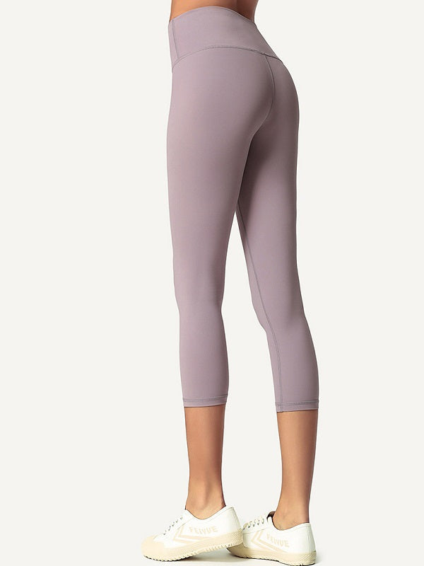 Solid Color Skinny Cropped Legging For Yoga Mssza
