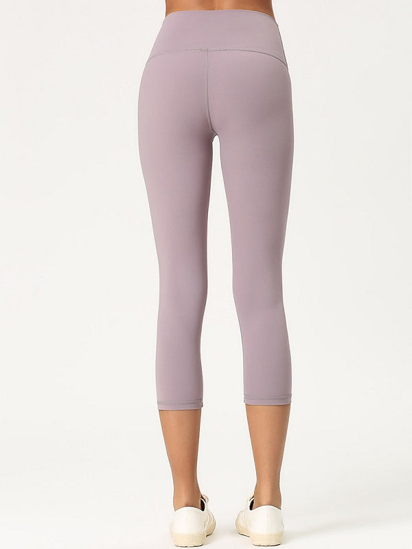 Solid Color Skinny Cropped Legging For Yoga Mssza