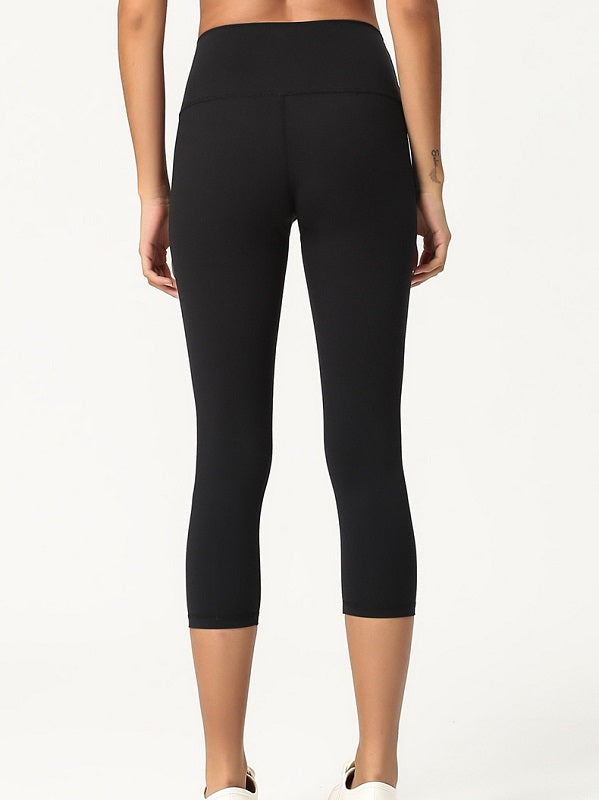 Solid Color Skinny Cropped Legging For Yoga Mssza